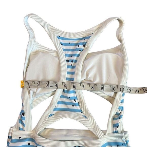 Aerie One piece Bathing Suit. Medium. Looks like a 2 pc. Blue&white, lined - Picture 3 of 5